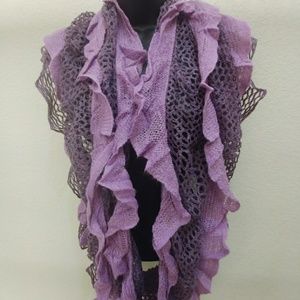 Crocheted Two Tone Ruffled Infinity Scarf